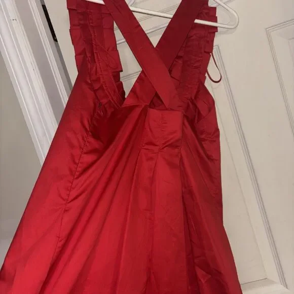 Zara Trafaluc Ruffled Off-Shoulder Dress Women’s Med Red Bodycon festive Mini - Picture 6 of 8